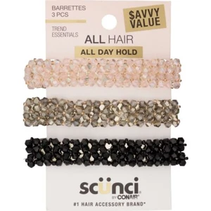 Scunci All Hair All Day Hold Beaded Barrettes, Assorted Colors, 3-Pieces - Picture 1 of 1