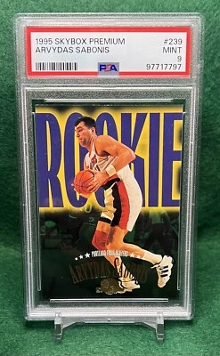 1995 Skybox Premium Arvydas Sabonis Rookie #239 PSA Mint 9 - Image 1 of 4