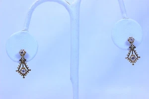 Hermosos pendientes colgantes de diamantes SI1/I vintage de 14 k YG 0,32ctw 0,75"- 13557 - Imagen 1 de 5