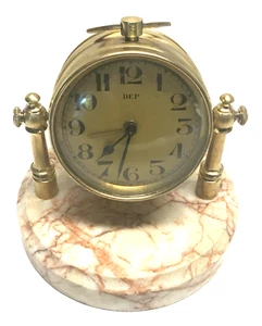 Ancien REVEIL art déco années 1930=1940 " DEP " orientable sur marbre fonctionne - Photo 1/7