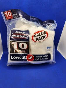 Gildan Men's Smart Basics Cotton Low Cut White Socks Shoe Size 6-12, 7 In Pkg - Picture 1 of 5