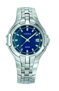 YEMA by Seiko YM 913 Men's Stnls Steel Silvertone Qtz Dive Quartz Watch New 100M - Picture 1 of 7