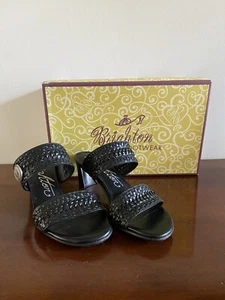 NWT Brighton TAILOR Black 2 Banded Sandal High Heel Shoes Size 6 M. MSRP $215 - Picture 1 of 10