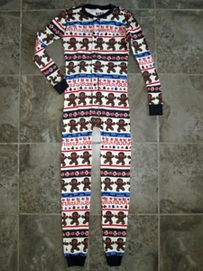 Lazy One Pajamas Youth 10 Gingerbread Man Sweet Cheeks Flapjack Long Johns - Picture 1 of 22