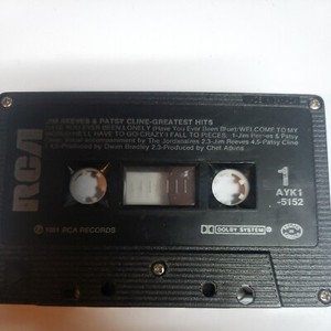 Jim Reeves and Patsy Cline   greatest hits cassette only no case or j-card