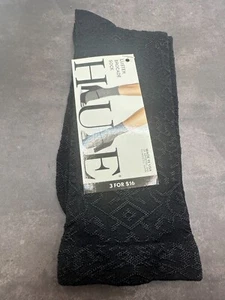 Hue Luster Brocade Sock - One Size - Black - NWT - Picture 1 of 4