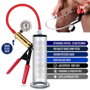 Vakuum Penispumpe MAXI | roter Pumpengriff schwarzer Schlauch | Manometer- und Zylinderoptionen - Bild 1 von 44