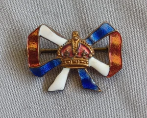 Vintage 1937 Krönung George VI & Queen Elizabeth Souvenir Schleife Anstecker Abzeichen - Bild 1 von 2
