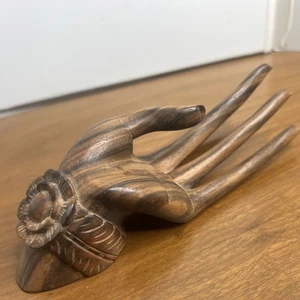 MCM Teak Wood Hand Carved by I.B. Tilem Ring Holder - Picture 1 of 24