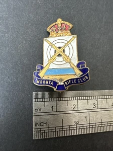 VINTAGE Rifle Club Enamel Badge Moonta South AUSTRALIA 1940s-50s - Foto 1 di 3