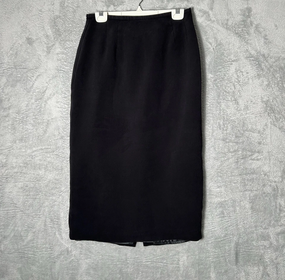 Vintage Talbots Silk Skirt Womens 10P Petites Black Lined Evening Pencil Maxi - Image 1 of 4