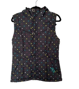 Burton Women's Dri-Ride Sky Puffer Black Square Dot Hooded Vest Size M - Picture 1 of 8