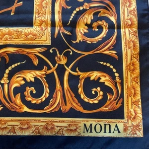 MONA Elegant Black & Gold Scarf 29" X 29" Square Polyester - Picture 1 of 6
