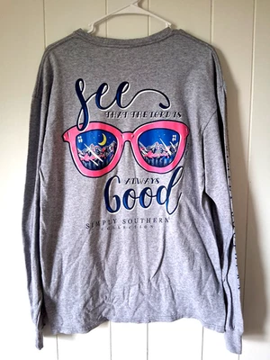 Camisa Top Simply Southern Para Mujer Talla L Gris Mira Que El Señor Siempre Es Bueno Foto 1 de 4
