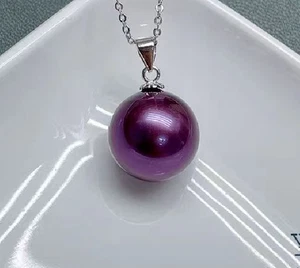 Huge 13mm Natural South Sea Genuine Purple Round Pearl Pendant Men Women Jewelry - Picture 1 of 1