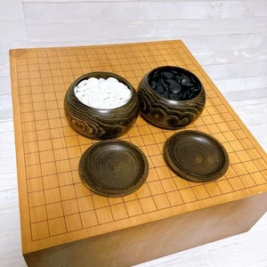 Go-Board Goban & Go Stone & Bowl SET IGO Game Vintage 4 legs Thick 7 in 009 - Picture 1 of 12