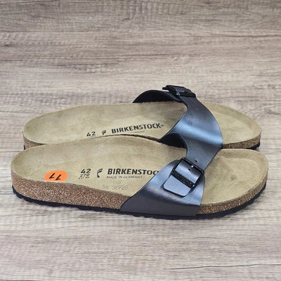 Birkenstock Madrid Birko-Flor 女式 11 码金属银色凉鞋新品 — 第 1/4 张图片