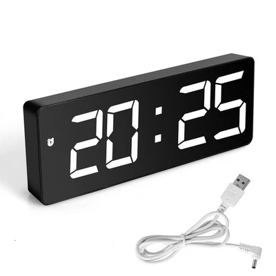 Reloj Despertador Digital LED Escritorio Pantalla Espejo Grande USB Modo Temperatura Reposo Foto 1 de 4