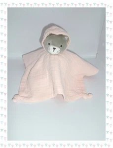 ꕤ - Doudou Semi Plat Chat Gris Lange Rose Capuche Obaibi Okaidi - Picture 1 of 1