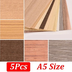5pcs Veneer Sheets A5 Size Natural Wood Grain Veneer For Art Craft Modelling DIY - Picture 1 of 4