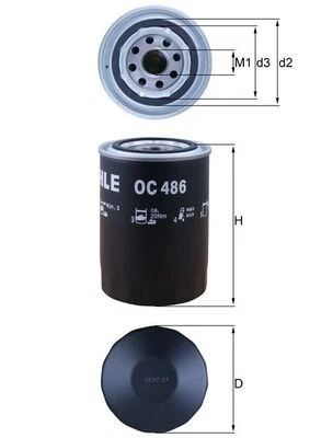 OC 486 MAHLE Oil Filter for AVIA,CITROËN,FIAT,FORD,IVECO,MASERATI,PEUGEOT,SANTAN - Image 1 of 2