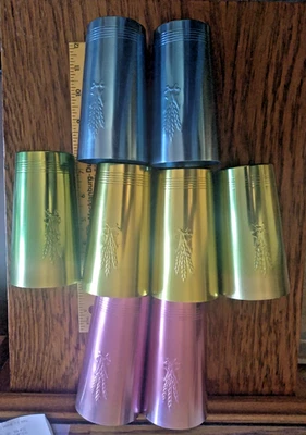 WEST BEND ALUMINIUM Co (8) VASOS ANODIZADOS PATRÓN TRIGO AÑOS 50 Foto 1 de 4