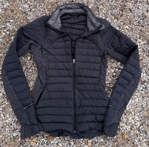 Lululemon Fluff on jacket. Black/herringbone. Size 4 - Picture 1 of 7