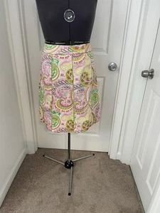 Gonna Chadwick’s taglia 16 rosa verde e bianco paisley A-Line vita scesa con pannelli - Foto 1 di 5