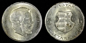 Hungría Lajos Kossuth Plata 1947 BP 5 florines 1 año tipo KM# 534a (28 153) - Imagen 1 de 3