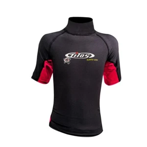 Tilos Kids Short Sleeve Rash Guard Childrens UV Protection Surf Swim Black/Red - Picture 1 of 1