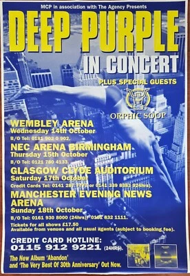 Póster de metro 40x61 concierto de Wembley gira Reino Unido Deep Purple Abandon 1998 orphic Soop Foto 1 de 4
