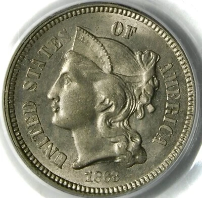 😱🥶❤️‍🔥🔥😎   PCGS MS64 1868 3 CENT NICKEL - Image 1 of 3