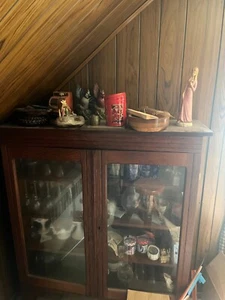 Antique Oak Large Late Victorian China Cabinet - Picture 1 of 1