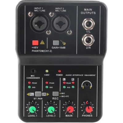 Professional 2-Channel Audio Mixing Console with XLR Inputs for Recording Music - Image 1 of 4