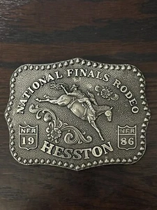 Vintage 1986 NFR National Finals Rodeo Hesston Gürtelschnalle Jubiläumsedition - Bild 1 von 5