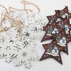 Set of 18 Assorted Rustic Wooden Snowflake and Snowman Star Ornaments