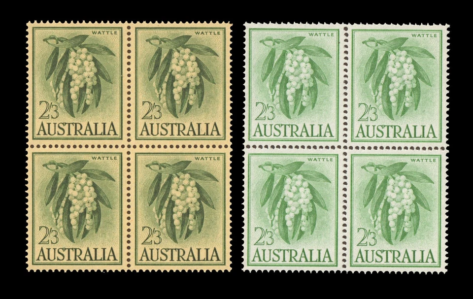 AUSTRALIA Sc 328 & 328A Flowers MNH VF Blocks of Stamps CV$33 - Image 1 of 2