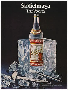 ANUNCIO IMPRESO DE COLECCIÓN 1982 Stolichnaya Vodka Ruso - Imagen 1 de 1