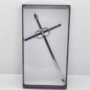 Kana gekreuzte Eheringe silberfarben 8 Zoll hängend Wand Vintage - Bild 1 von 8