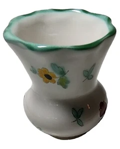 Vintage Gmunder Keramik Vase Handarbeit handbemalt floral kleine Jakobsmuschel Top 3 Zoll - Bild 1 von 8