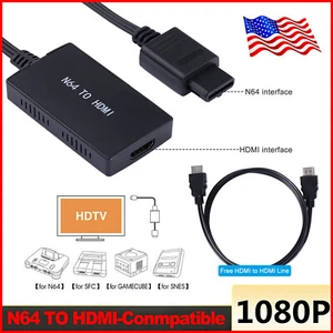N64 To HDMI Converter Adapter 1080p HD Cable For Nintendo Gamecube NES SNES N64 - Picture 1 of 13