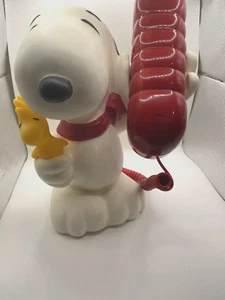 Vintage Peanuts Snoopy Woodstock Telephone Piggy Bank ACL Phone - Picture 1 of 13