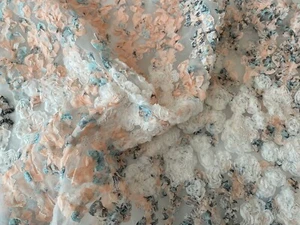 81cm X 150cm 3d chiffon floral texture on organza fabric for dress sewing diy - Picture 1 of 10