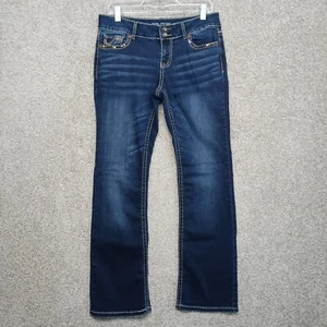 Maurices Jeans Womens 9/10 Blue Regular Fit Embroidered Studded Western Bootcut - Picture 1 of 10