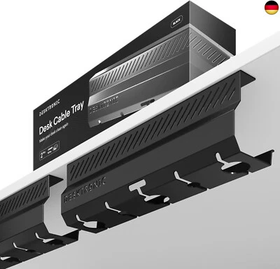 Desktronic Kabelkanal Schreibtisch Schwarz 2er Set - Edelstahl Kabelmanagement - Bild 1 von 3