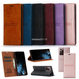 Flip Leather Phone Case For Samsung S25 EDGE S23 S22 S21 S20 FE Wallet Cover - Picture 1 of 18