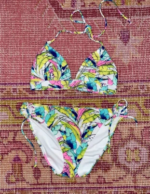 Victoria’s Secret Palm Leaf Print String Bikini SZ M/L EUC - Image 1 of 4