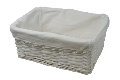 Storage Hamper Basket Medium White Wicker With White Cloth Lining - Image 1 of 4