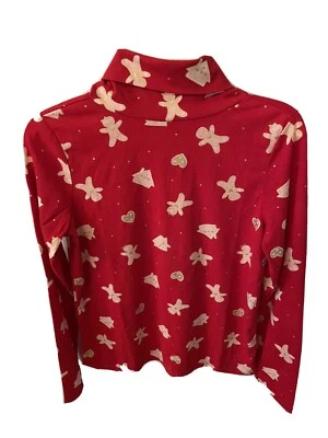NIÑAS SO BRAND GRANDE 10/12 PAN DE JENGIBRE ROJO NAVIDAD CUELLO DE TORTUGA L/S NUEVO SIN ETIQUETAS Foto 1 de 4