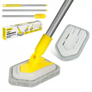 Bathtub Scrubber With Long Handle 50'' Tub Tile Scrubber Brush Non Scratch Clean - Picture 1 of 7